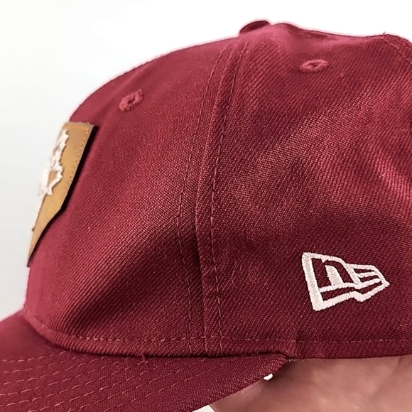 ⭐️3/ $30⭐️ Toronto Blue Jays New Era 59Fifty Ball Cap Burgundy Tan Size 7.5 - Picture 13 of 14